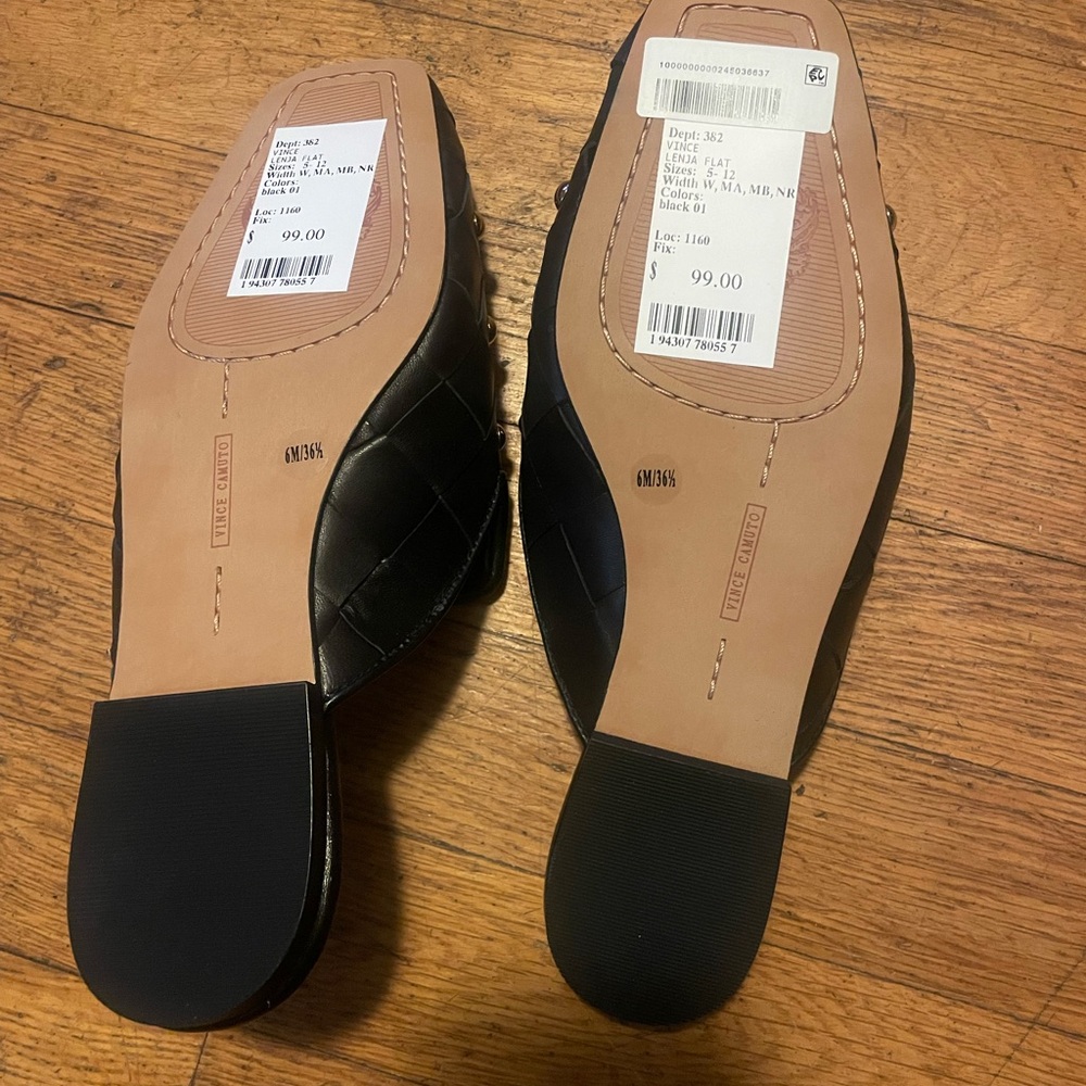 Vince Camuto Lenja Mules Womens Black Studded Leather Slip On Shoes 5 M